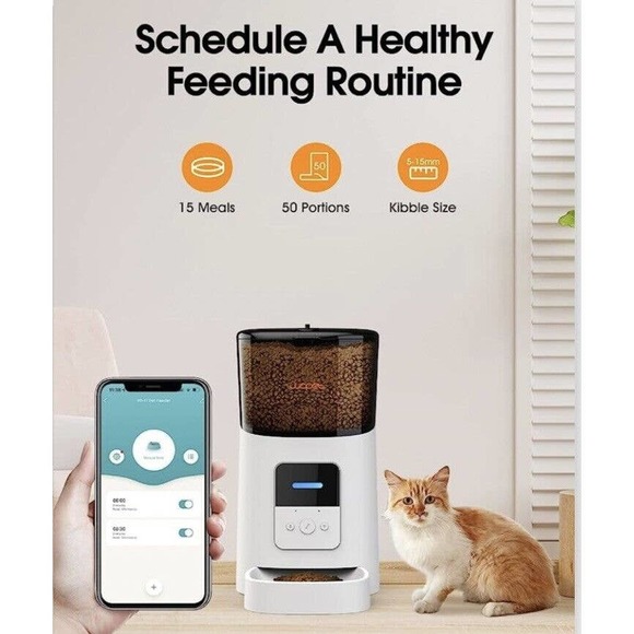 Wopet 6L Automatic Cat Dog Feeder, WI-FI enabled Smart Pet Feeder. Dispenser - Picture 2 of 6